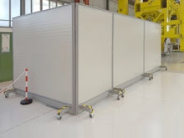 Schermo fonoassorbente e fonoimpedente di prosecuzione JUMBO - cm 250x227h con 2 piedi su ruote frenate