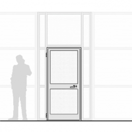 Porta in alluminio e policarbonato inserita nel pannello- cm 90x210h