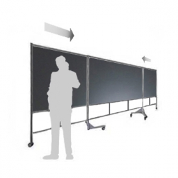 Lavagna trittico scorrevole su ruote MACRO LAVAGNA effetto "ardesia" - cm.550x208h 