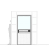 MW.P12-AP scheda prodotto - Pannello porta Pannello porta "finestrato alveolare" per MACROWALL con maniglione per apertura antipanico - cm 120x210 - Pannello porta