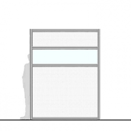 Parete divisoria MACROWALL "finestrato alveolare" con traversa a cm 150 - cm 200x250h